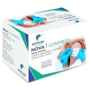 Nova Compress Steril Emici Spanç 7,5x7,5cm 100Lü (4*20)