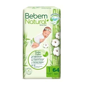 Bebem Natural Bebek Bezi 1 Beden Yenidoğan, 2-5 kg 64 Adet