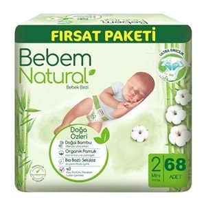 Bebem Natural Bebek Bezi 2 Beden Mini, 3-6 kg 68 Adet