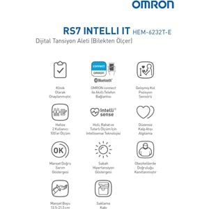 Omron RS7 Bilek Tipi Tansiyon Aleti, 2x 100 Ölçüm Hafızalı, Omron Connect Uyumlu