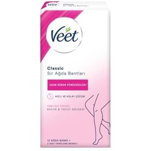 Veet Ağda Bandı Classic Tüm Ciltler için 12'li