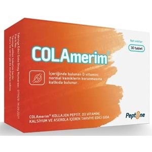 COLAmerim Kolajen Peptit, D3 Vitamini, Kalsiyum ve Aserola İçeren 30 Tablet