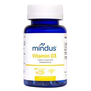 Mindus Vitamin D3 1000 IU Takviye Edici Gıda 60 Softgel