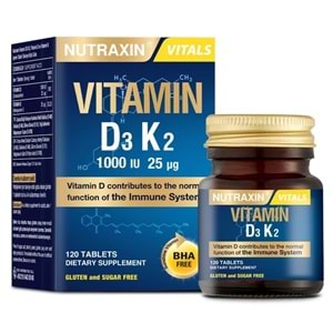 Nutraxin D3K2 Takviye Edici Gıda 120 Tablet