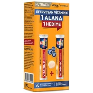 Nutraxin C, D Vitamini ve Çinko içeren 15 Efervesan Tablet - 1 Alana 1 Bedava