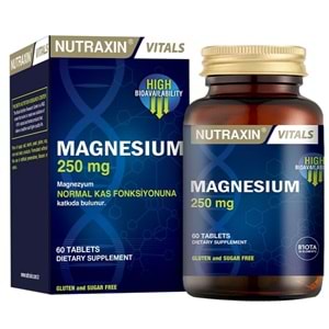 Nutraxin Magnezyum Sitrat 250 mg Takviye Edici Gıda 60 Tablet