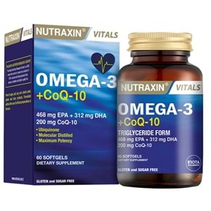 Nutraxin Omega-3 ve CoQ-10 Balık Yağı Takviye Edici 60 Softjel