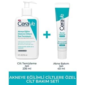 CeraVe Akneye Eğilim Gösteren Ciltlere Özel Temizleyici 236mL+ Yüz Bakım Jeli 40mL