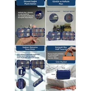 Bluewell Maxi Haftalık/Günlük İlaç Kutusu Renkli 12Li Stand