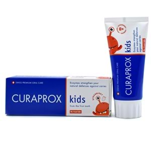 Curaprox Kids Enzycal Çilekli Florürsüz Diş Macunu 60 mL, +2 Yaş