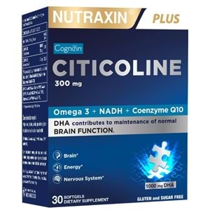 Nutraxin Sitikolin Takviye Edici Gıda 300Mg 30 Yumuşak Kapsül