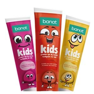 Banat Kids Diş Macunu 50 mL, +3 Yaş, 2Li Paket