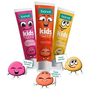 Banat Kids Diş Macunu 50 mL, +3 Yaş, 2Li Paket
