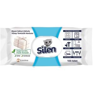 Silen Yüzey Temizlık Havlusu Beyaz Sabun-Sirke-Karbonat 100Lü