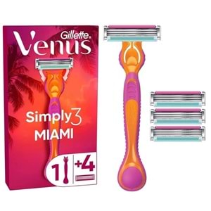 Gillette Venüs Simply3 Miami Tıraş Bıçağı 3 Bıçaklı + 4 Yedek Başlık