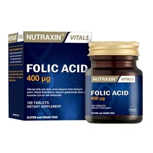 Nutraxin Folik Asit 100 Tablet 400mcg Takviye Edici Gıda