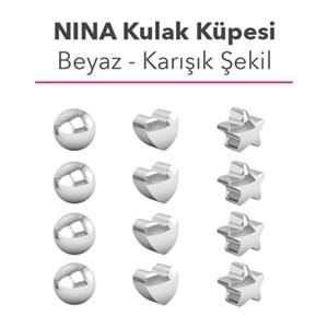 Nına Küpe Gümüş Üzerine Kristal Gümüş Taş (12Lı Kartela)