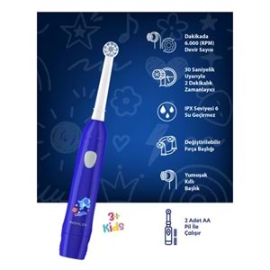 Wohler Erkek Çocuk Diş Fırçası 3+ Yaş, Pilli, FDA Onaylı