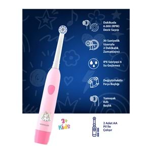Wohler Kız Çocuk Diş Fırçası 3+ Yaş, Pilli, FDA Onaylı