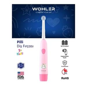 Wohler Kız Çocuk Diş Fırçası 3+ Yaş, Pilli, FDA Onaylı