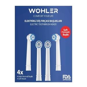 Wohler Şarjlı ve Pilli Diş Fırçası Yedek Başlığı 4lü, Soft