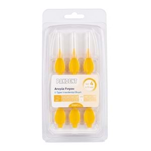 Pakdent Arayüz Fırçası U Type 6Lı Size:4 0.70mm Sarı