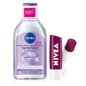 Nivea Yatıştırıcı Makyaj Temizleme Suyu 400 mL+ Böğürtlenli Lipstick Set
