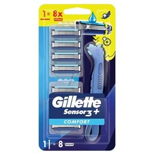 Gillette Sensor3+ Comfort Tıraş Bıçağı + 8'li Yedek Başlık
