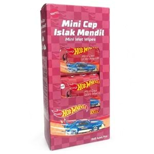 Mini Cep Islak Mendil 8x8 Adet, Hotwheels Araba Desenli