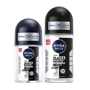 Nivea Roll On 2li Set B&W Invisible Original 50 mL + 25 mL, Men