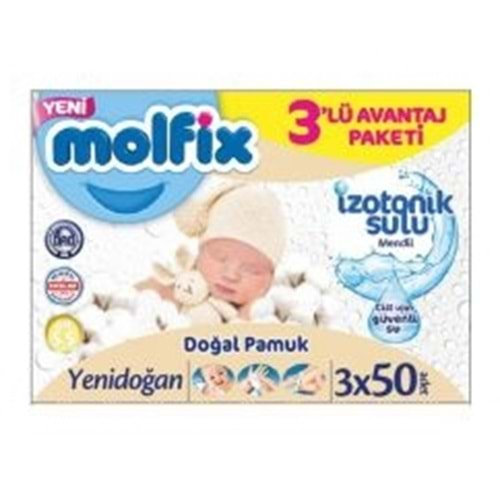 Molfıx Izotonık Sulu Islak Mendıl 50 Lı 3Lü Yenı Dogan