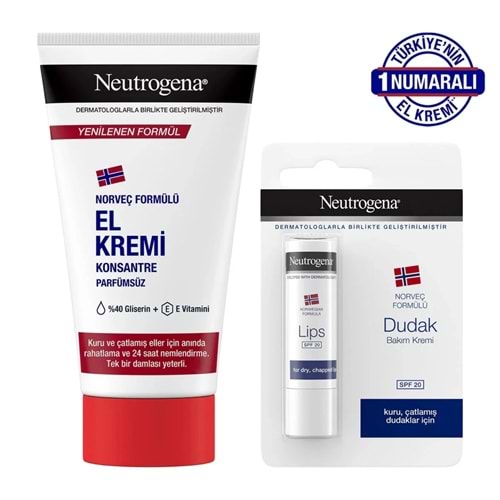 Neutrogena Parfümsüz El Kremi 75 mL + SPF20 Lip Hediyeli 4.8 g