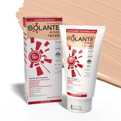 Solante Acnes Tinted SPF50+ Yağlı ve Sivilceli Ciltler için Güneş Losyonu 150 mL