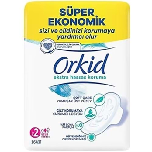 Orkid Anne/Kız Ekstra Hassas Koruma UZUN 16Lı