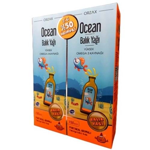 Ocean Ikılı Paket Portakal Aromalı Balık Yagı 2.sı %50 Indırımlı 150Ml