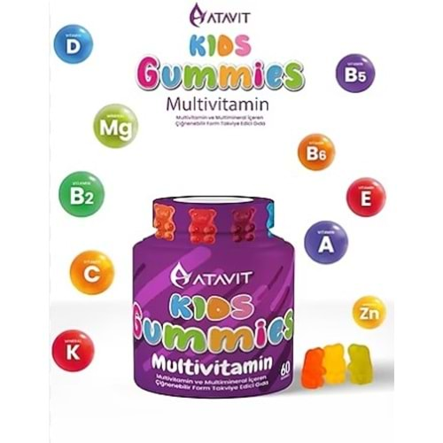 Atavit Kids Gummies Multivitamin 60Lı Mor