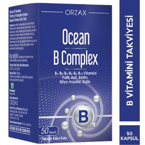 Ocean B Complex 50 Kapsül B1-B2-B3-B5-B6-B12 Vıtamını