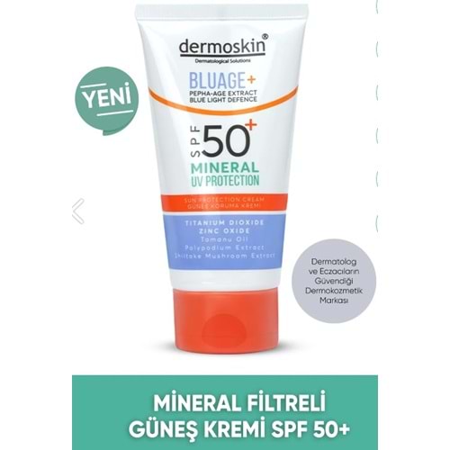 Dermoskin SPF50+ Bluage+ Mineral Filtreli Güneş Kremi 50 Ml