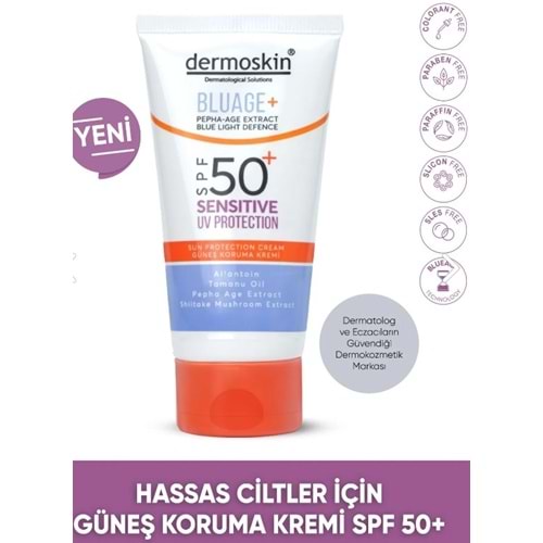 Dermoskin SPF50+ Bluage+ Sensitive Güneş Kremi 50 Ml