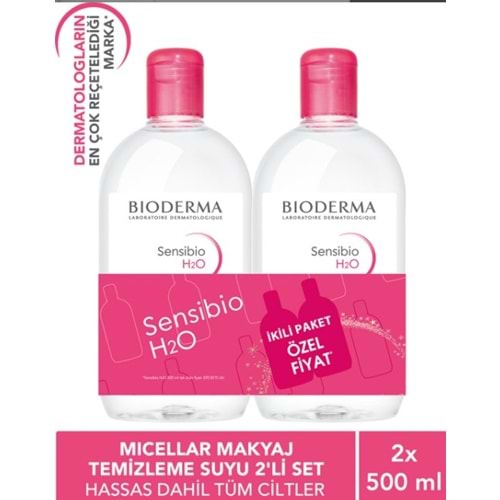 Bioderma Sensibio H2O 500Ml 2lı Kofre Set Pembe