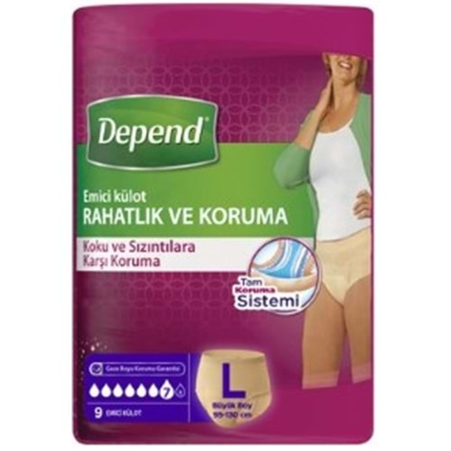 Depend Emıcı Külot Kadın Büyük Boy L 9 Lu