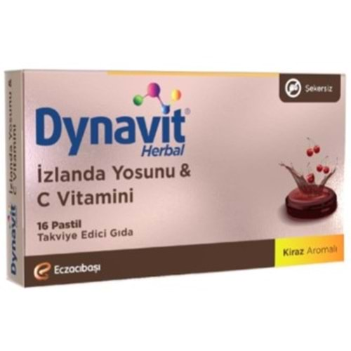 Dynavit Herbal İzlanda Yosunu & C Vitamini Pastil 16 Lı Kiraz Aromali