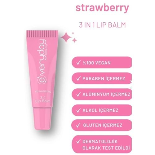 Everyday Beauty Lıp Balm Strawberry 3In1 10Ml