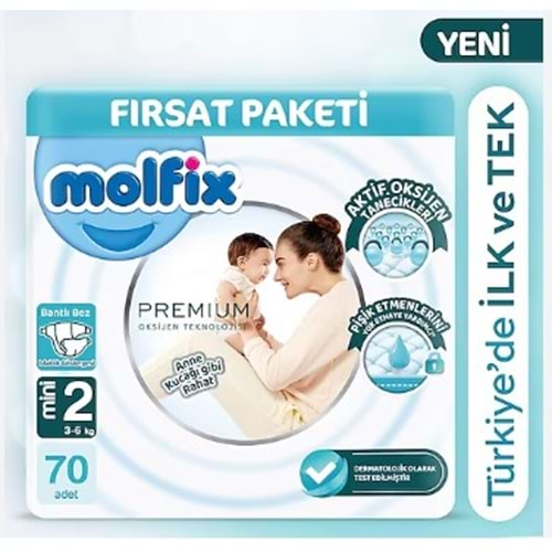 Molfix Premium Fırsat Paketi No:2 Mini (3-6kg) 70Lı Bebek Bezi