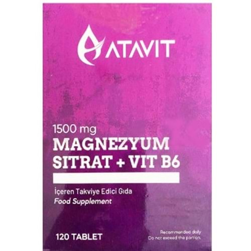 Atavıt Magnezyum Sıtrat+B6 120 Tablet Takvıye Edıcı Gıda