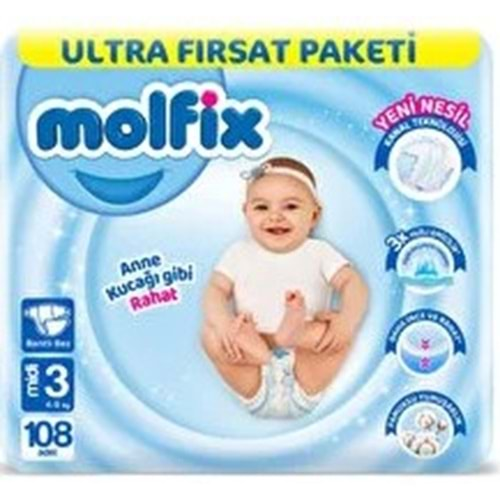 Molfix Ultra Fırsat Paketi 4/9 108 Lı No:3 Bebek Bezi