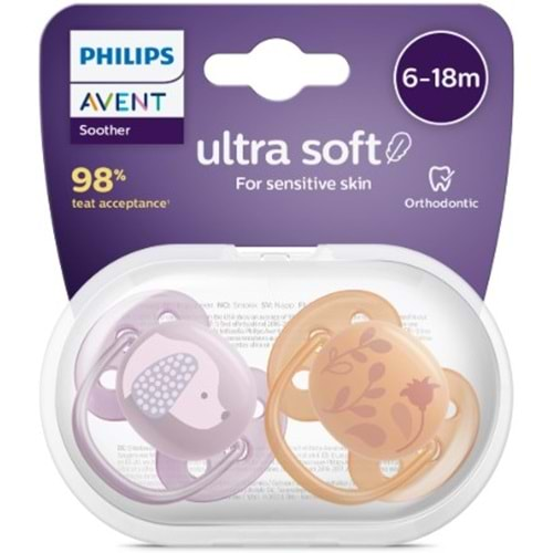 Philips Avent Ultra Soft 6-18Ay 2Li Emzik Kız Turuncu-Mor