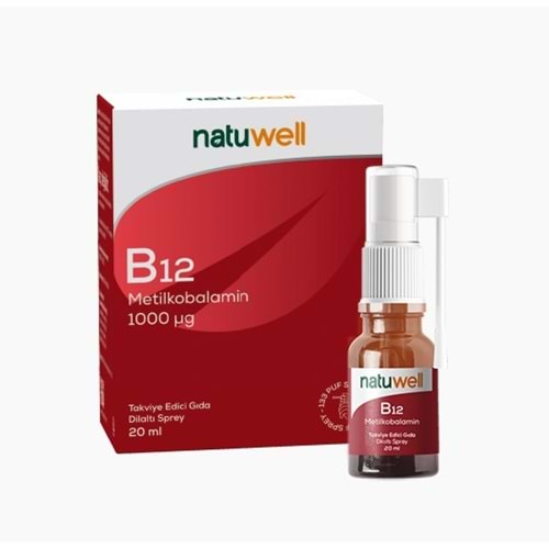 Natuwell Vitamin B12 Metilkobalamin Dilaltı Sprey 20 ml