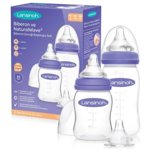 Lansinoh Başlangıç Biberon Seti (240 Ml-160 Ml Biberonlar+Hızlı Akışlı Emzik)