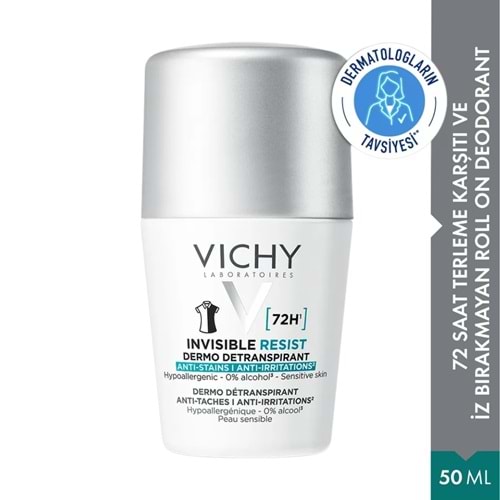 Vichy Deo Rollon İnvisible Resist İz ve Terleme Karşıtı 50Ml Beyaz